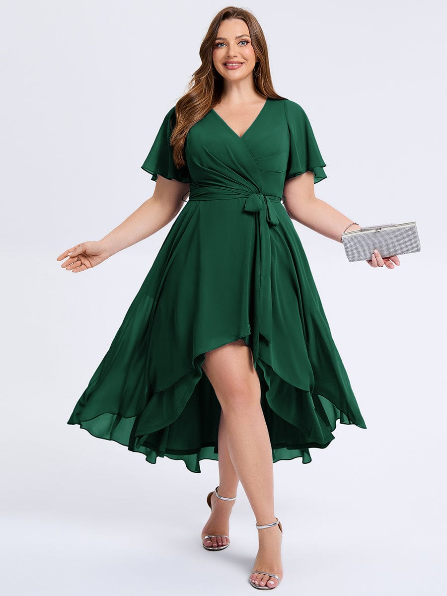 Plus Size Tie Knot Chiffon Wedding Guest Dress