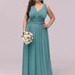 Plus Size Sleeveless V-Neck Chiffon Semi Bridesmaid Dress