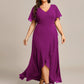 Plus Size Elegant Lotus Sleeves Chiffon Bridesmaid Dress