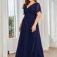 Plus Size Pleated Tie-Waist Chiffon Bridesmaid Dress