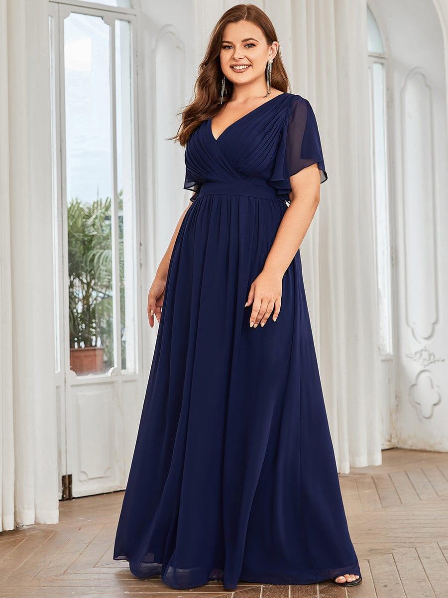 Plus Size Pleated Tie-Waist Chiffon Bridesmaid Dress