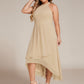 Flowy Plus Size Halter Neck Chiffon Midi Wedding Guest Dress