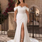 Plus Size Lace Wedding Dress with Slit and Asymmetrical Bow Back Detail