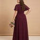 Petaline Plus Size Short Sleeve Chiffon Bridesmaid Dress N0322
