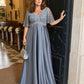Romantic Lace Satin A-Line Bridesmaid Dress for Wedding Guest Evening Events Formal Gown