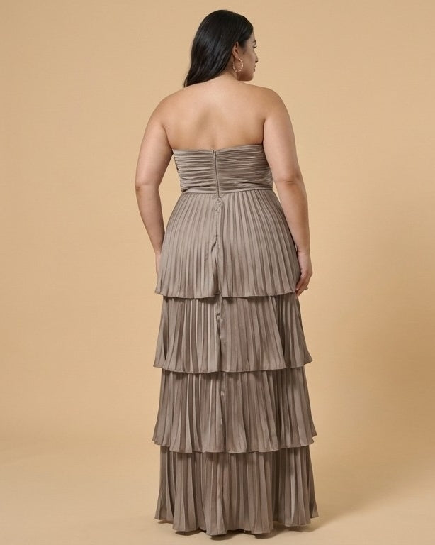 Chantarae Sophisticated Plus Size A-Line Satin Charmeuse Bridesmaid Gown - N0380