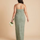 Plus Size Classic V Neck Sleeveless Floral Burnout Bridesmaid Dress Side Zip Elegant Gown for Curvy Women -N0350