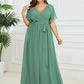 Plus Size Pleated Tie-Waist Chiffon Bridesmaid Dress