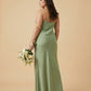Silvarelle Modern Plus Size Sheath Bridesmaid Dress in Stretch Satin for Formal Wedding -N0357