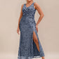 Plus Size Knotted Sequin Formal Evening Dress