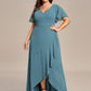 Plus Size Elegant Lotus Sleeves Chiffon Bridesmaid Dress