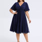 Plus Size Pleated Chiffon Wedding Guest Dress