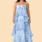 Romantic Floral A-Line Bridesmaid Dress with Flowing Tiered Skirt