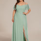 Plus Size Cold Shoulder Formal Bridesmaid Dress with Side Slit