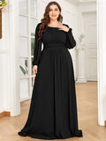 Plus Size See-Through Puff Sleeve Chiffon Mother Dress
