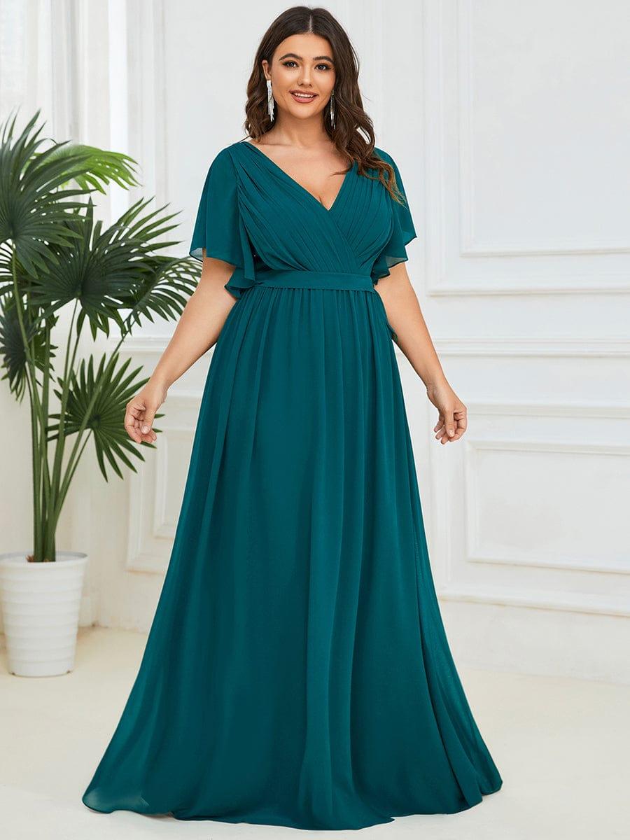 Plus Size Pleated Tie-Waist Chiffon Bridesmaid Dress
