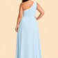 Floor-Length Chiffon Evening Gown with Single Shoulder and Side Slit