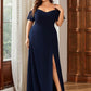 Plus Size Cold Shoulder Formal Bridesmaid Dress with Side Slit
