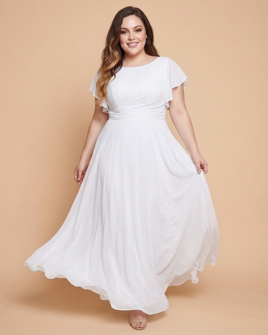 Avenleigh Plus Size Classic A-Line Chiffon Bridesmaid Dress Floor Length for Wedding - N0329