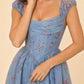 Plus Size Romantic Floral Print Bridesmaid Dress with Basque Waist - Ruched Bodice and Lace-Up Back