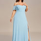 Plus Size Cold Shoulder Formal Bridesmaid Dress with Side Slit