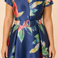 Floral Print Mother of the Bride Dress with Elegant Pleated A-Line