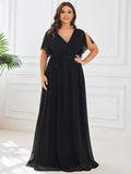 Plus Size Chiffon Tie-Waist Evening Dress