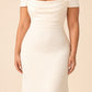 Plus Size Off Shoulder Ruched Bridesmaid Dress with Statement Back Bow