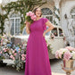 Avenleigh Plus Size Half Sleeve Pleated Chiffon A-Line Bridesmaid Dress for Wedding Party - N0338