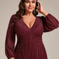 Plus Size Dazzling Empire Waist See-Through Long Sleeves A-Line Evening Dress