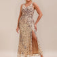 Plus Size Knotted Sequin Formal Evening Dress