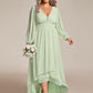 Plus Size V-Neck Long Lantern Sleeves A-Line Chiffon Bridesmaid Dress