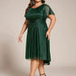 Plus Size Sequin Round Neck Asymmetrical Midi Wedding Guest Dress