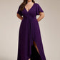 Plus Size Glitter Ruffled High-Low Front Slit Evening Dress