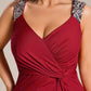 Plus Size Glitter V-Neck High Slit Sequin Shoulder Strap Evening Dress