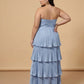 Chantarae Plus Size Romantic A-Line Ruffled Satin Bridesmaid Dress for Wedding Occasions -N0379