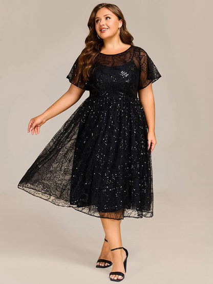 Plus Size Sequin Midi Wedding Guest Dress