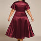 Plus Size Satin Midi Wedding Guest Dress with Pockets