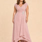 Plus Size Mother of the Chiffon Evening Gown with Cross Pleating and Rhinestone Waist Detail