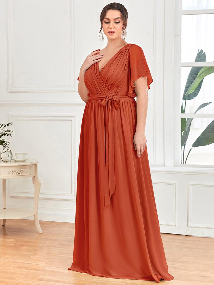 Plus Size Chiffon Tie-Waist Evening Dress