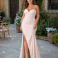 Plus Size Strapless Bridesmaid Dress with Cutout Back Bow and Slit