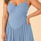 Elegant A Line Chiffon Gown with Adjustable Lace Up Corset Back