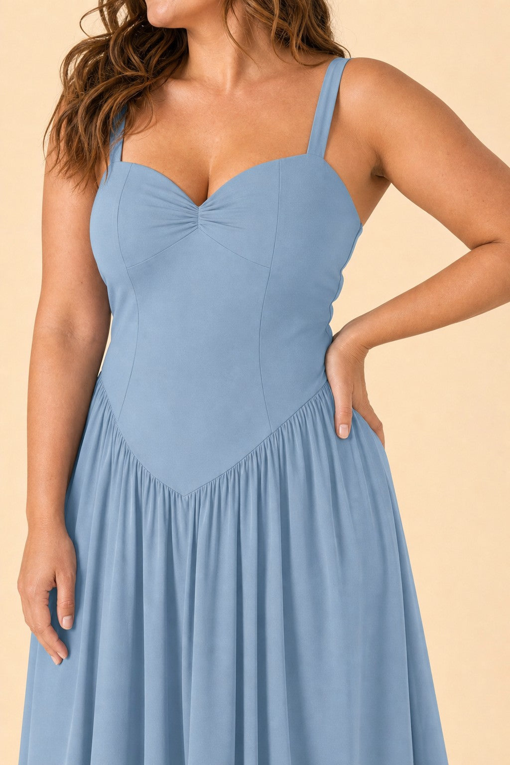Elegant A Line Chiffon Gown with Adjustable Lace Up Corset Back
