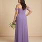 Elanthia Plus Size Romantic Sheath Bridesmaid Dress with Off Shoulder for Wedding -N0347