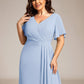 Plus Size High Slit V-Neck Empire Waist Chiffon Bridesmaid Dress
