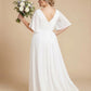 Petaline Romantic Plus Size A-Line Bridesmaid Dress with V-Neck Pleated Chiffon - for Weddings N0301