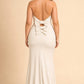 Plus Size Strapless Bridesmaid Dress with Cutout Back Bow and Slit
