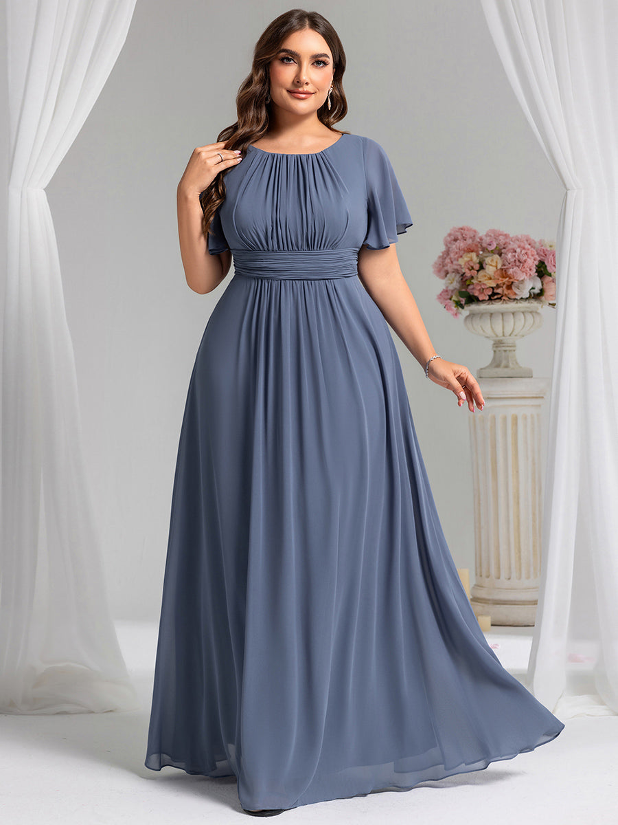 Plus Size Simple Chiffon Pleated A-Line Bridesmaid Dress