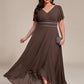 Plus Size V-Neck Rhinestone Waist Chiffon Maxi Formal Evening Dress