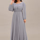 Plus Size See-Through Puff Sleeve Chiffon Mother Dress